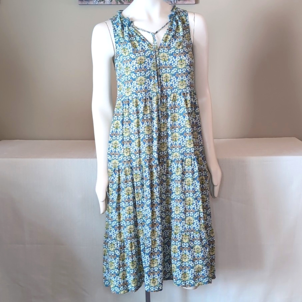 Sz S Max Studio Floral Sleeveless Prairie Dress